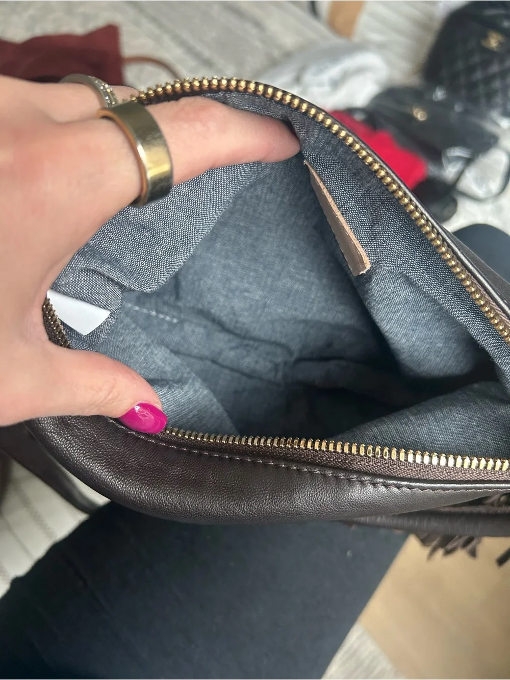 Clare V Fringe Petit Moyen Bag in Dark Brown Leather - Picture 4 of 4
